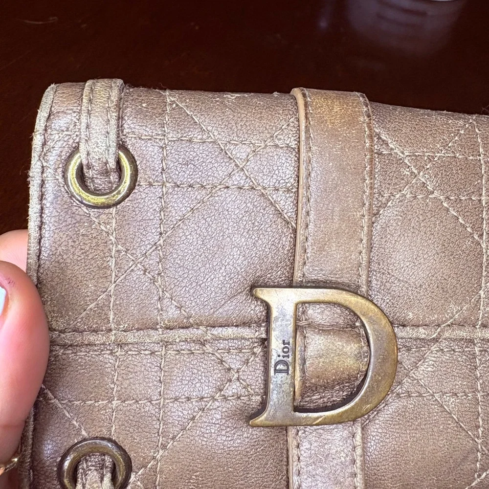 Dior champagne Gold Leather wallet